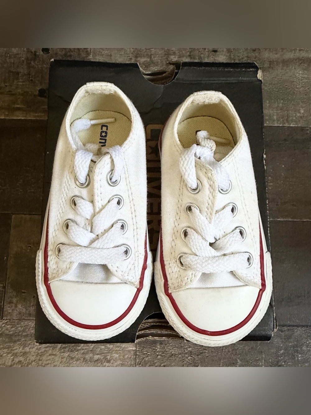 Converse All Star Low Top Toddler Baby Girl Boy Size 4 White Canvas Sneakers